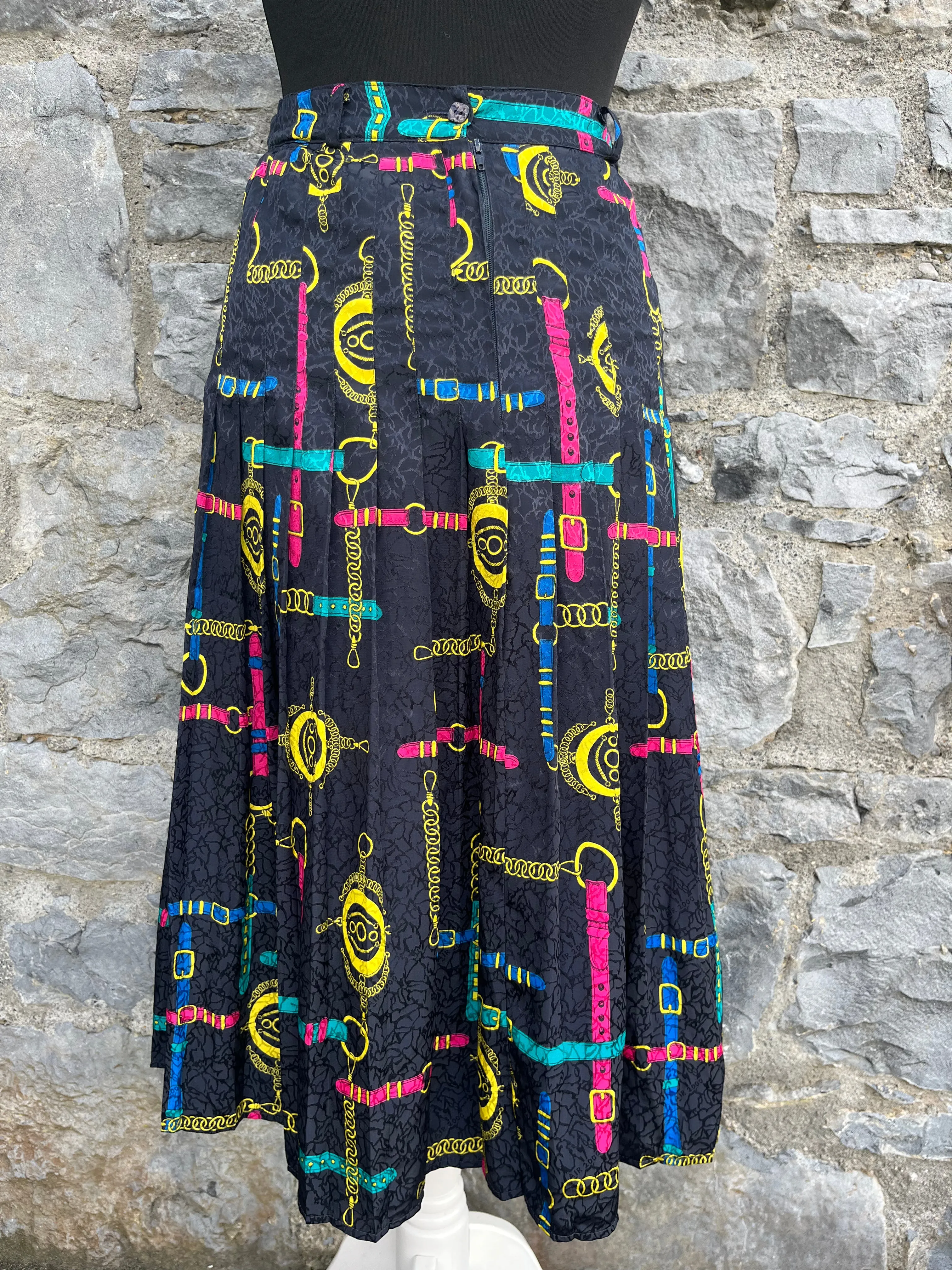 80s colorful chains pleated skirt uk 6-8