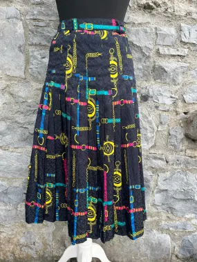 80s colorful chains pleated skirt uk 6-8