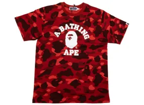 A Bathing Ape Color Camo College Tee in Red