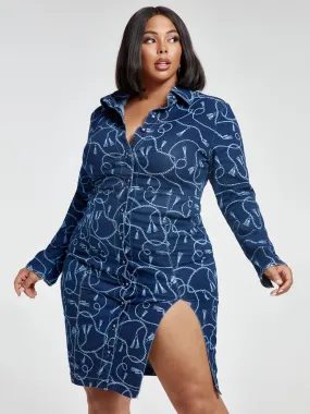 Alanna Chain Print Denim Dress