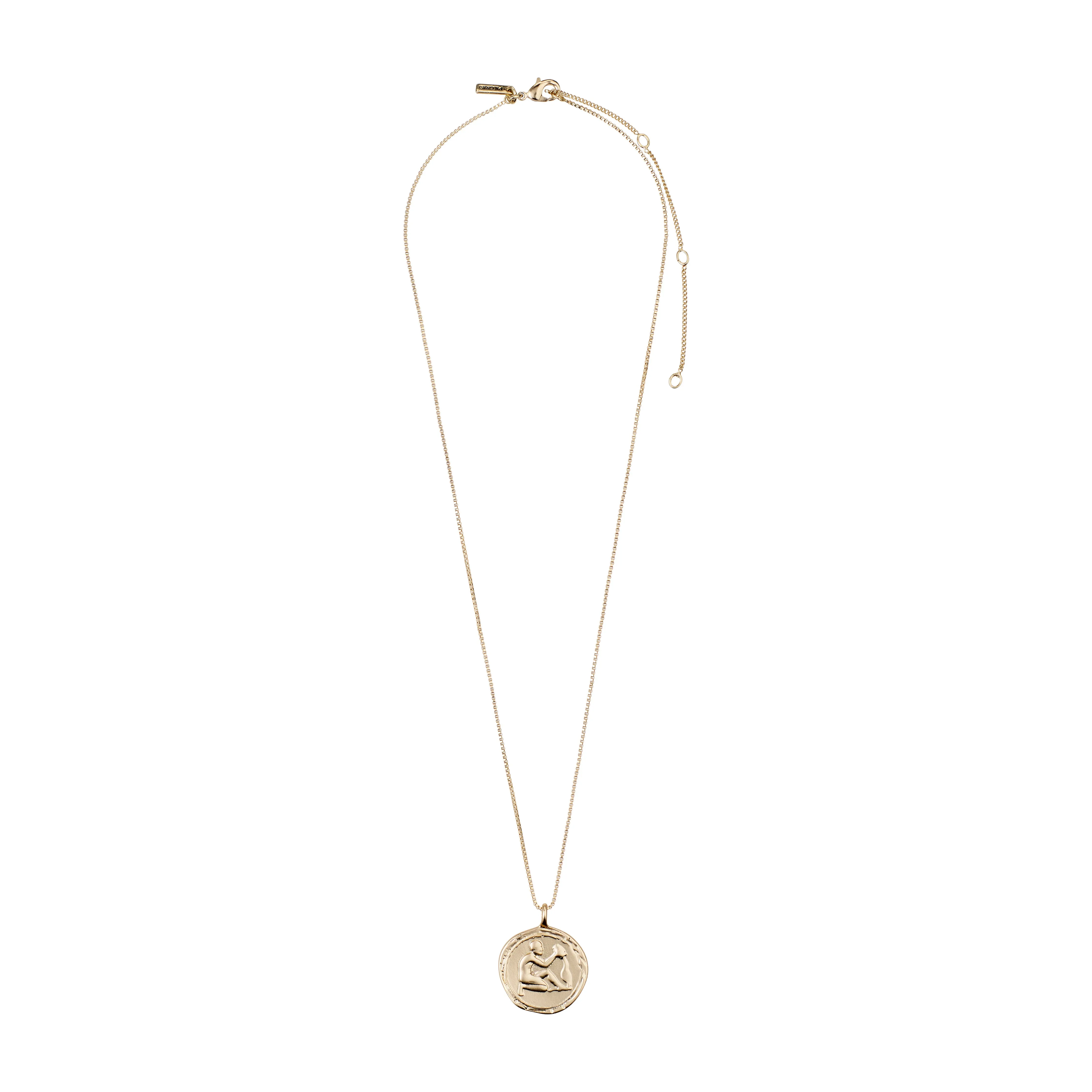 AQUARIUS recycled Zodiac Sign Coin Necklace, gold-plated