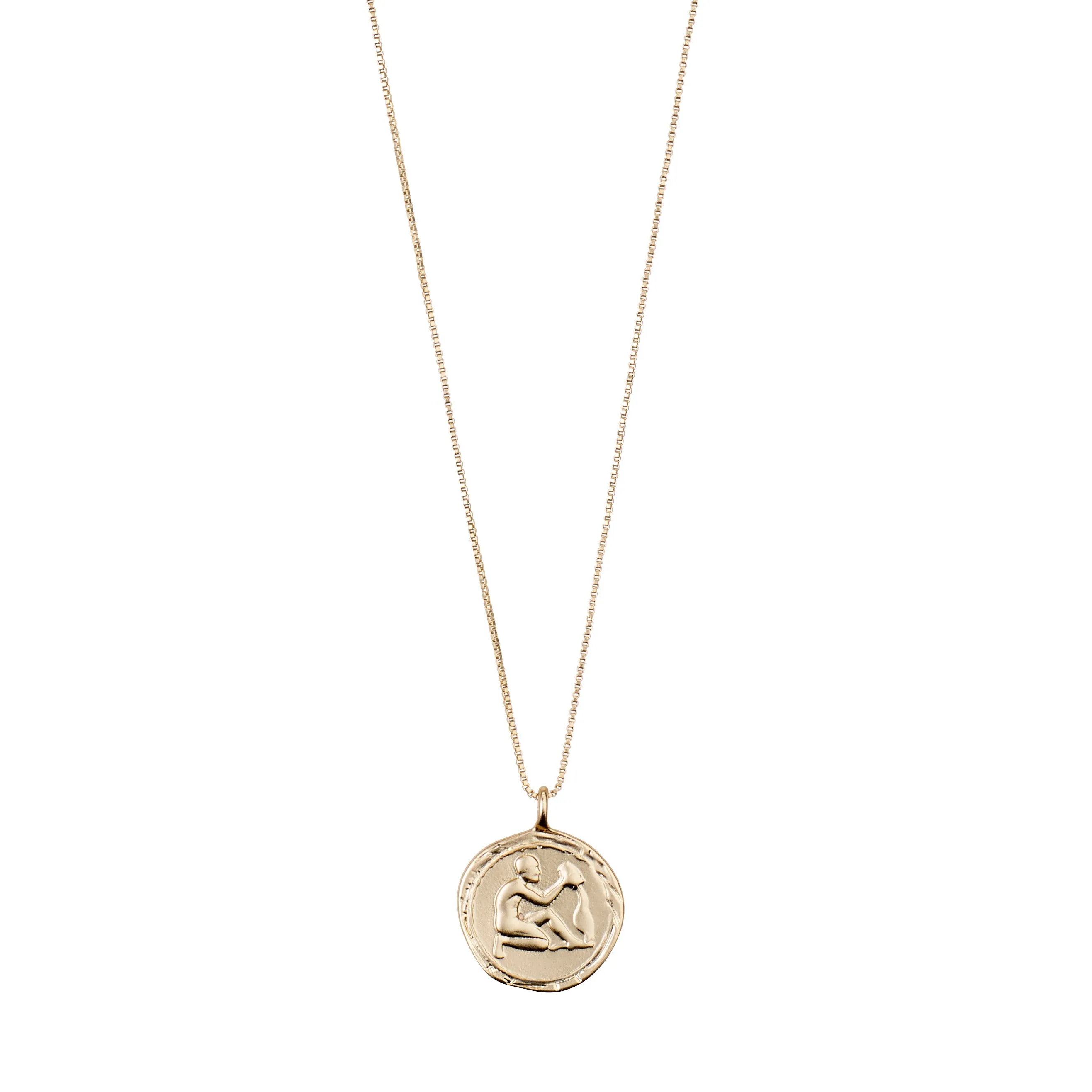 AQUARIUS recycled Zodiac Sign Coin Necklace, gold-plated