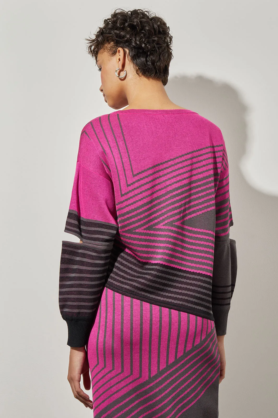 Asymmetrical Tunic - Stripe Colorblock Soft Knit