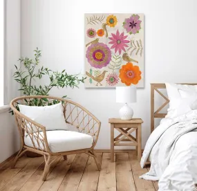 Aviary Flowers Canvas Wall Art