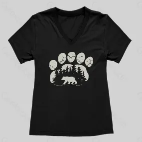 Bear Paw Forest Women's V-Neck T-shirt