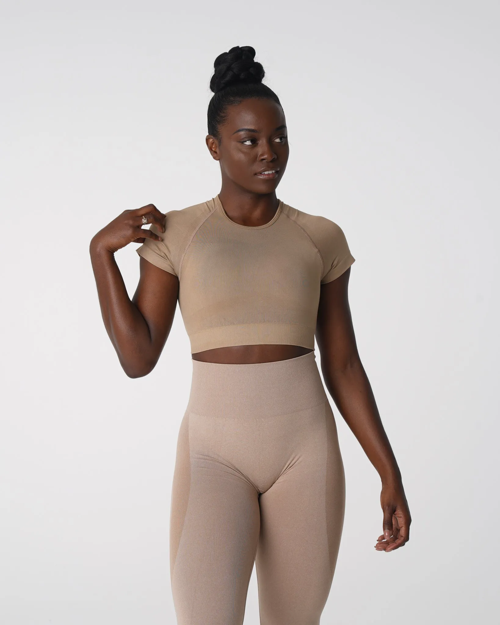 Beige Vortex Seamless Bra Top