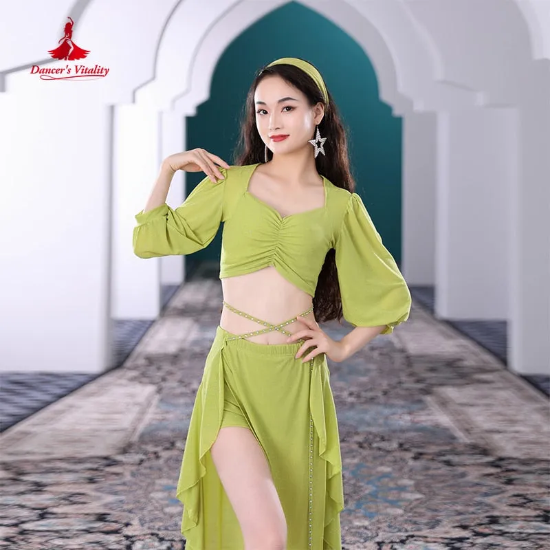 Belly Dance Clothes Suit for Women Winter Half Sleeves Top skirt 2pcs Oriental Training Suit Female Bellydancing Wear Outfit