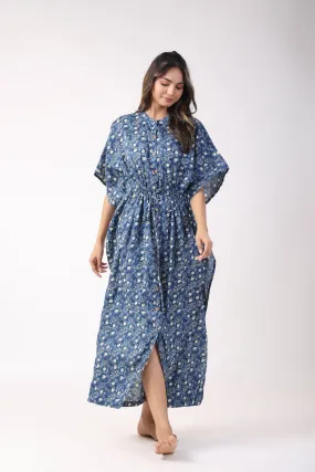 Bluebell Bouquet Cotton Front Buttoned Kaftan