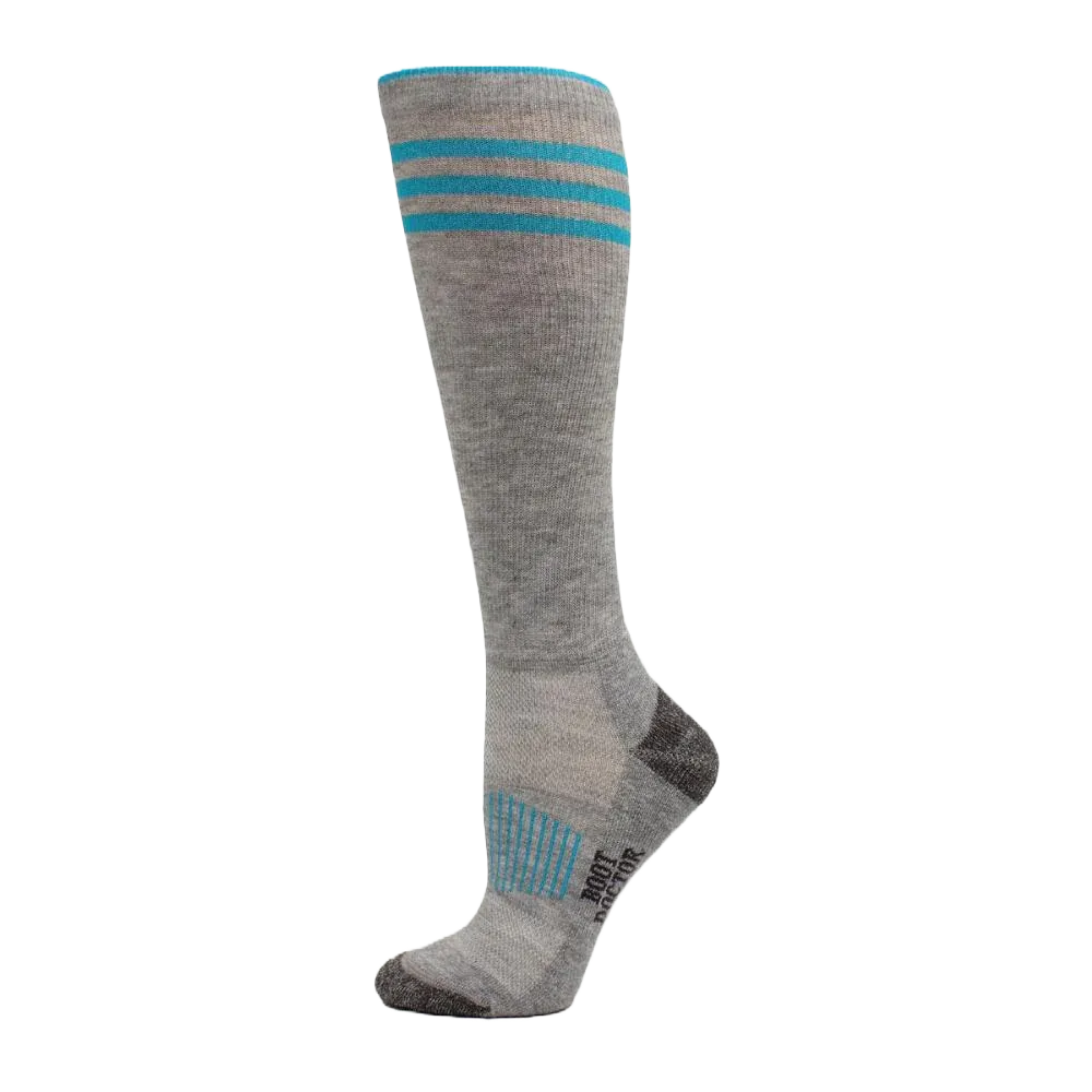 Boot Doctor Women's Half Cushion Grey W/ Blue Tall Boot Socks - 2 Pair