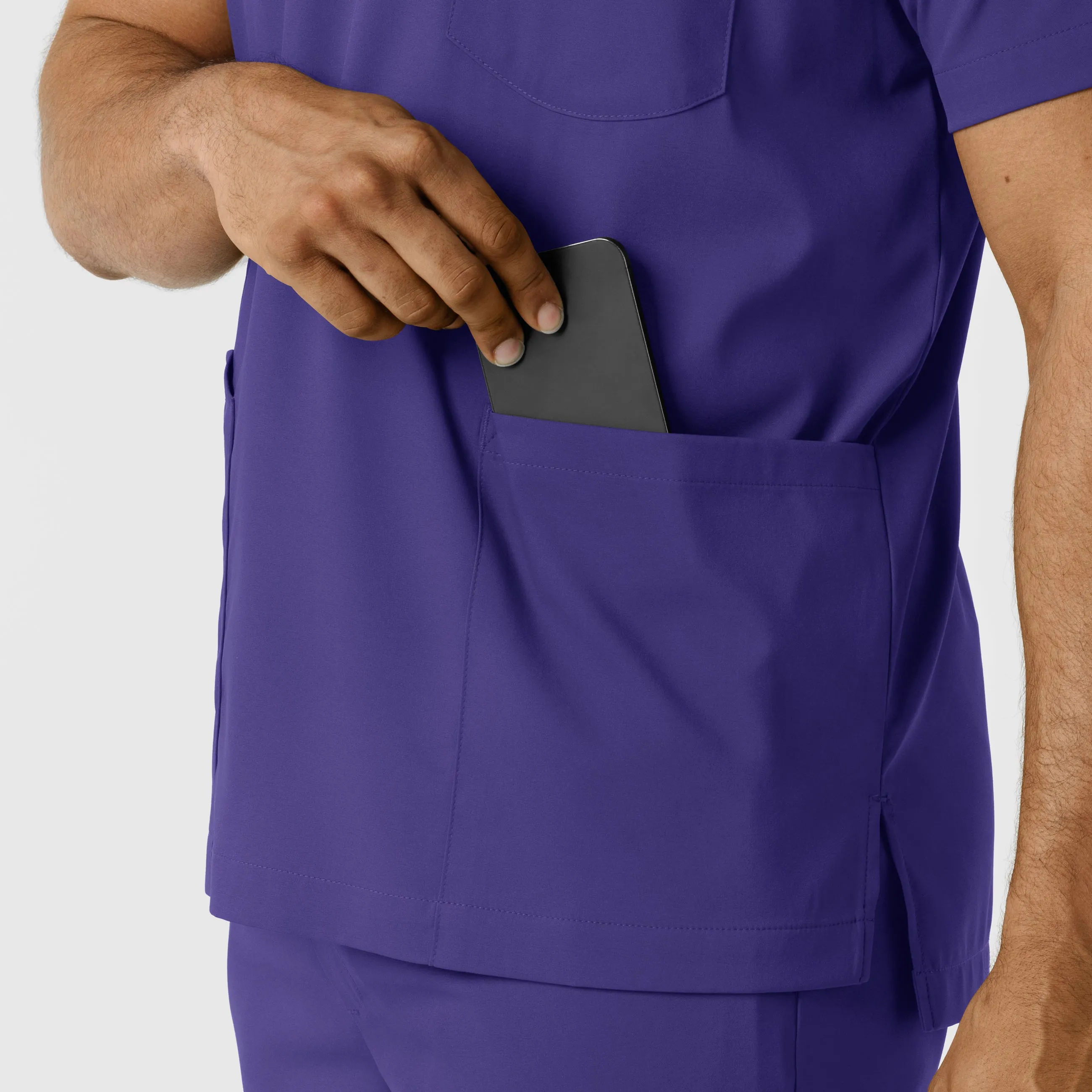 Boundless Men's Multi Pocket V-Neck Scrub Top - Grape