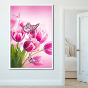 Bouquet of Pink Tulips & Butterflies