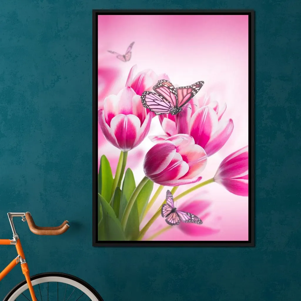 Bouquet of Pink Tulips & Butterflies