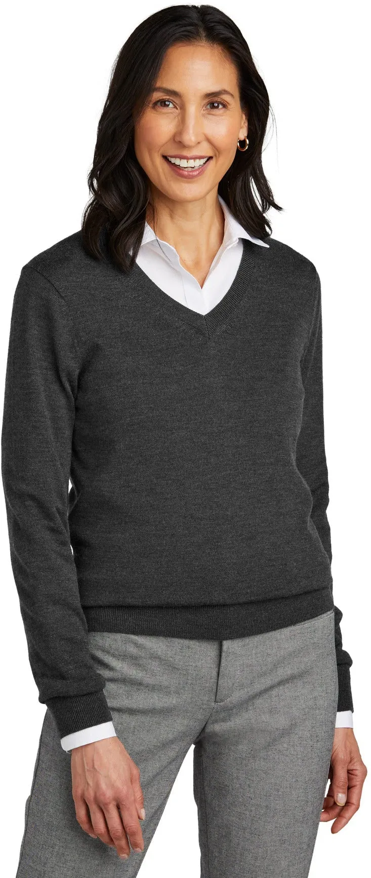 Brooks Brothers Ladies Washable Merino V-Neck Sweater