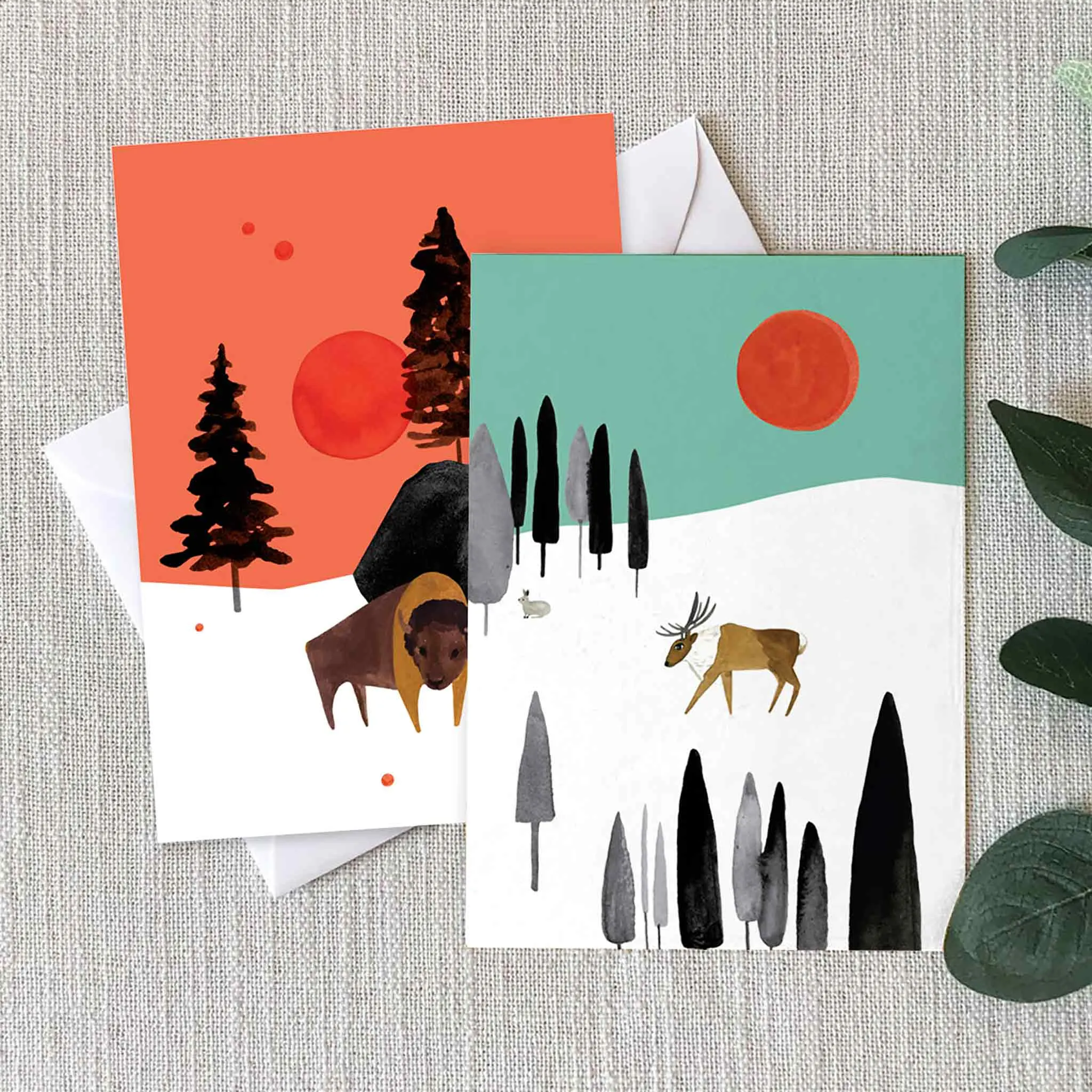 Caribou   Bison Boxed Holiday Cards