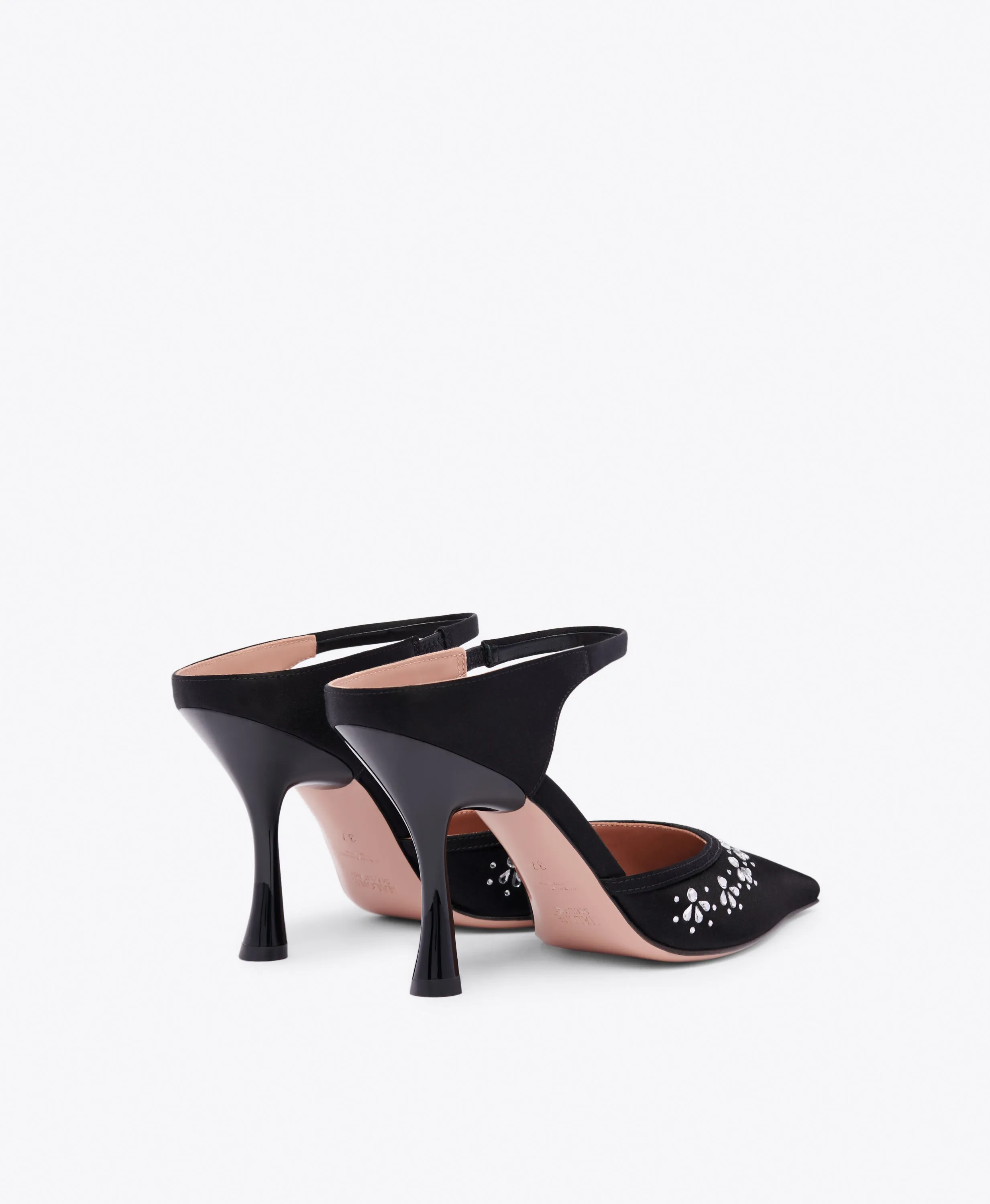 Cassie 90 Black Satin Mules