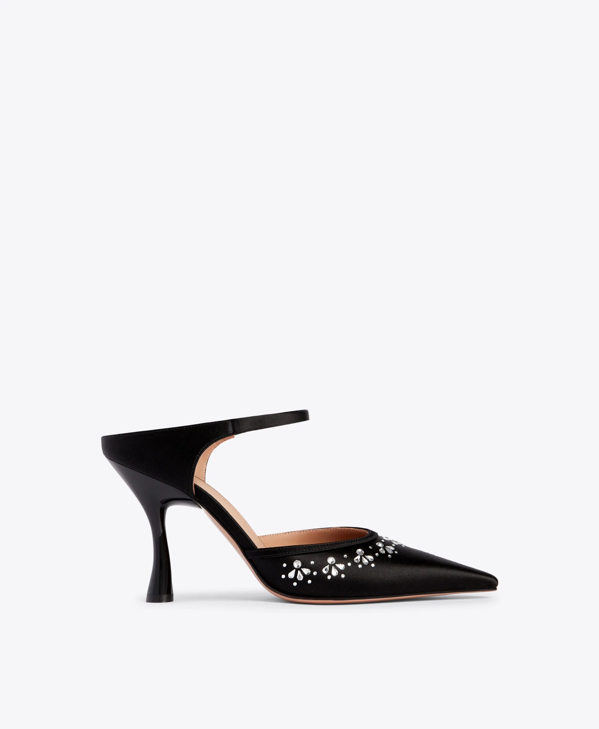 Cassie 90 Black Satin Mules