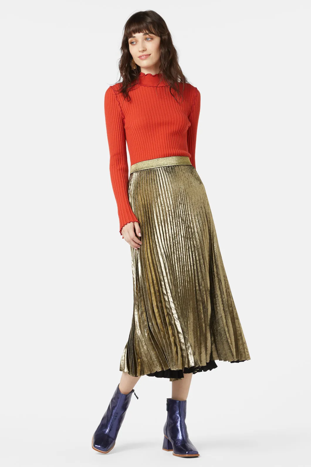 Champagne Pleated Skirt