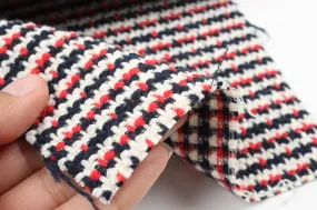 Cotton Stretch Tweed for Bottoms and Jackets - Red, White and Navy