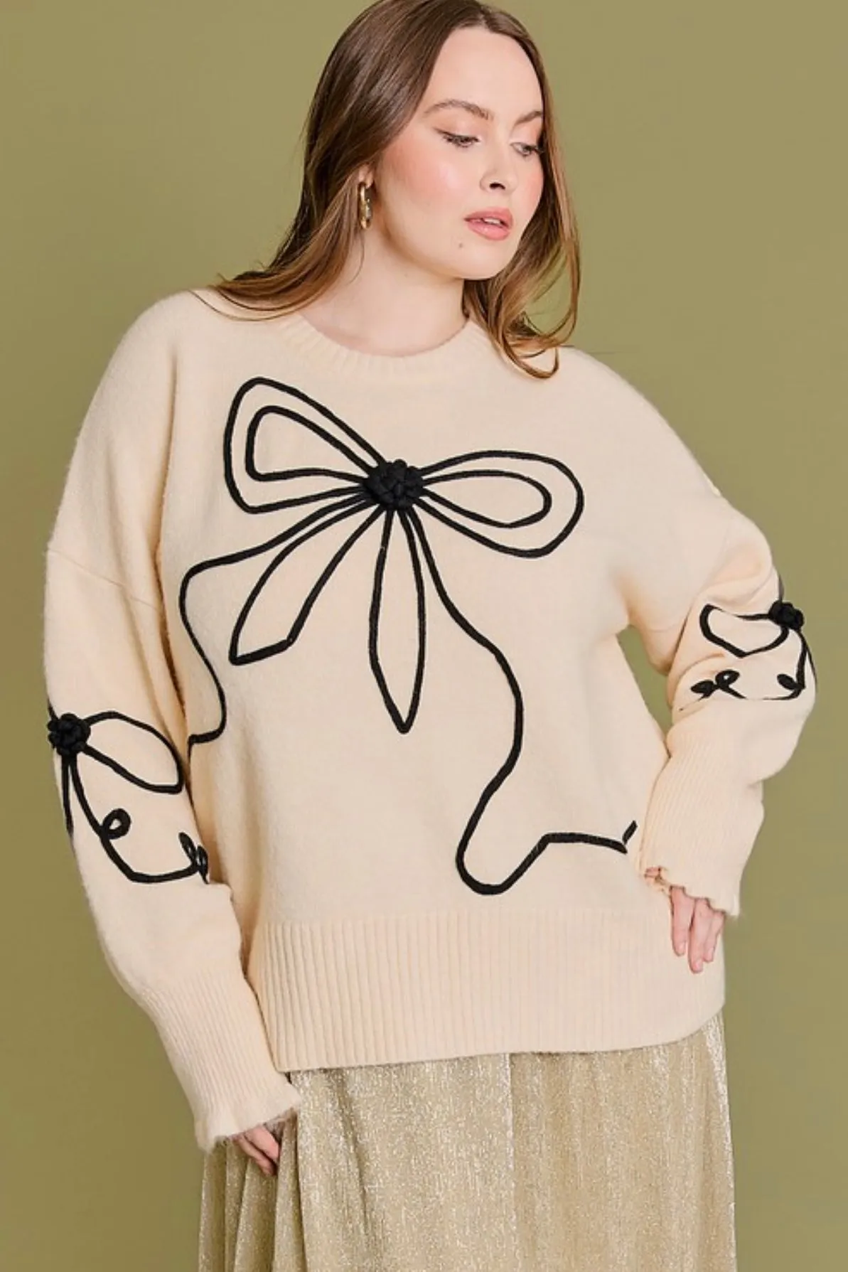 Cream Bow Sweater