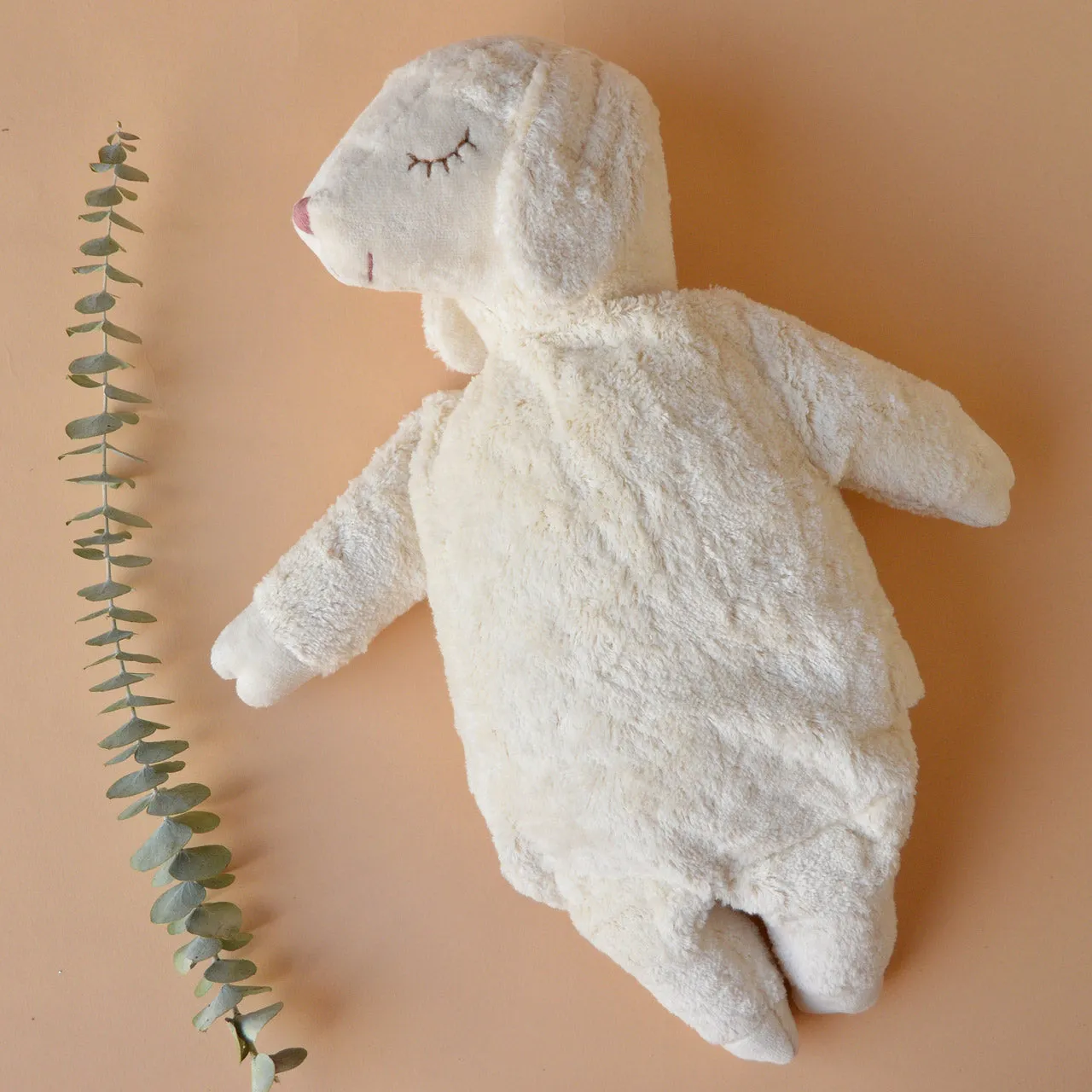 Cuddly White Sheep Toy/Heat Pack in Organic Cotton/Lambswool - Large