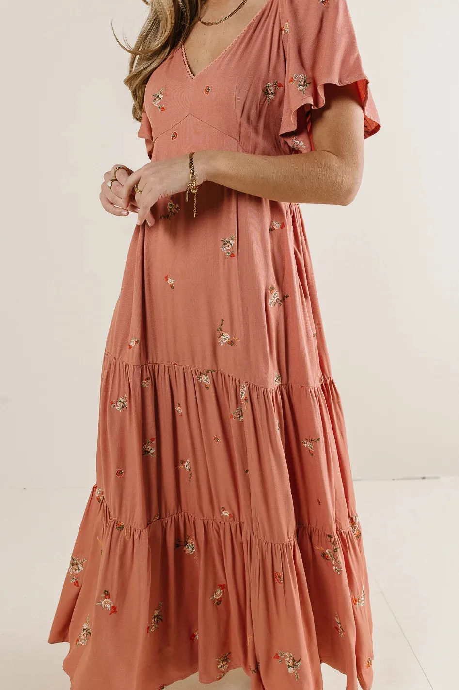 Dimitria Floral Dress in Terracotta - FINAL SALE