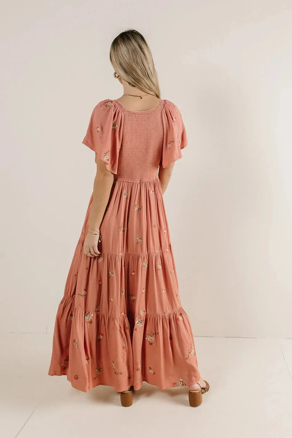 Dimitria Floral Dress in Terracotta - FINAL SALE