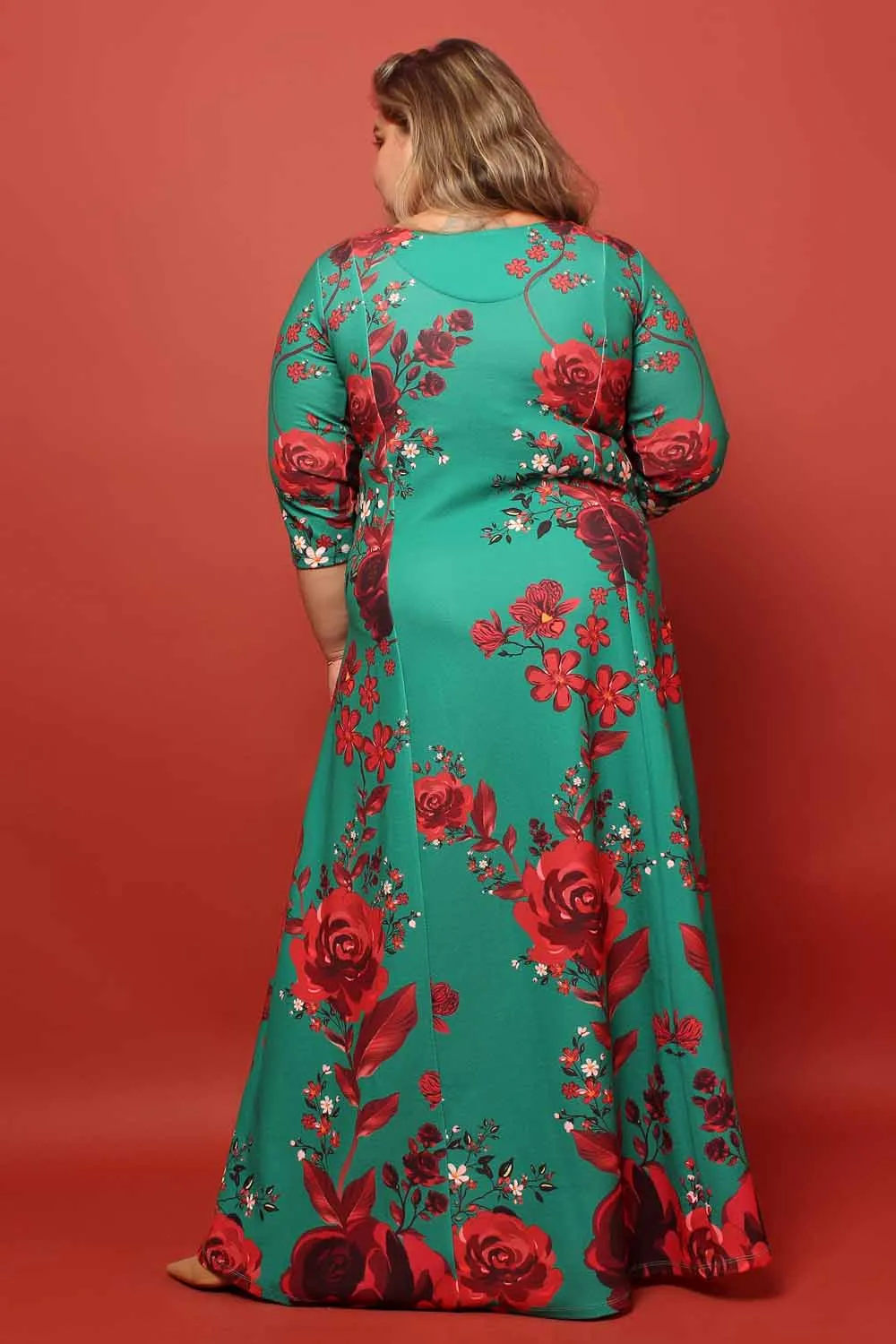 Ditsy Green Red Floral Dress