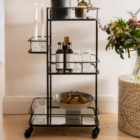 DRINKS TROLLEY Iron Tall Matte Black 90x50x39cm