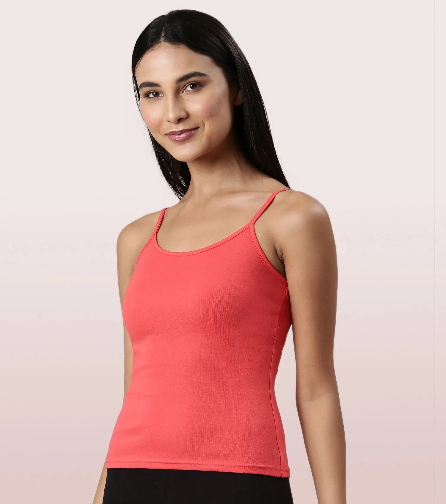 Enamor E016  Flat Back Slim Fit Rib Camisole With Regular Length Regular Length