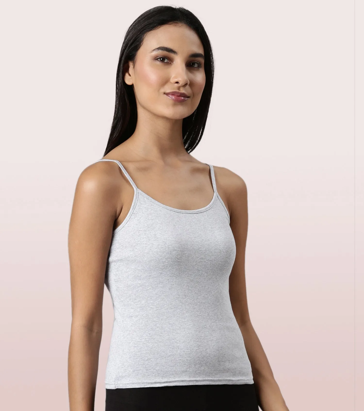 Enamor E016  Flat Back Slim Fit Rib Camisole With Regular Length Regular Length