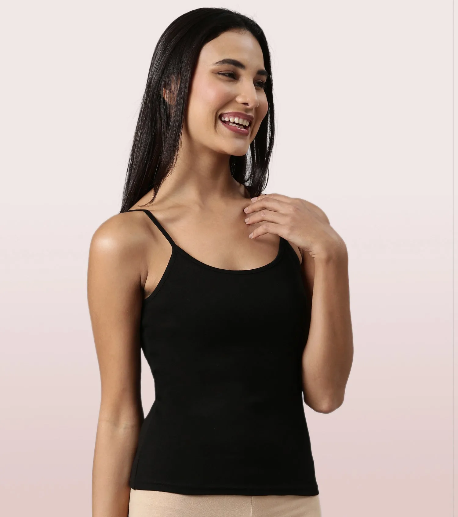 Enamor E016  Flat Back Slim Fit Rib Camisole With Regular Length Regular Length