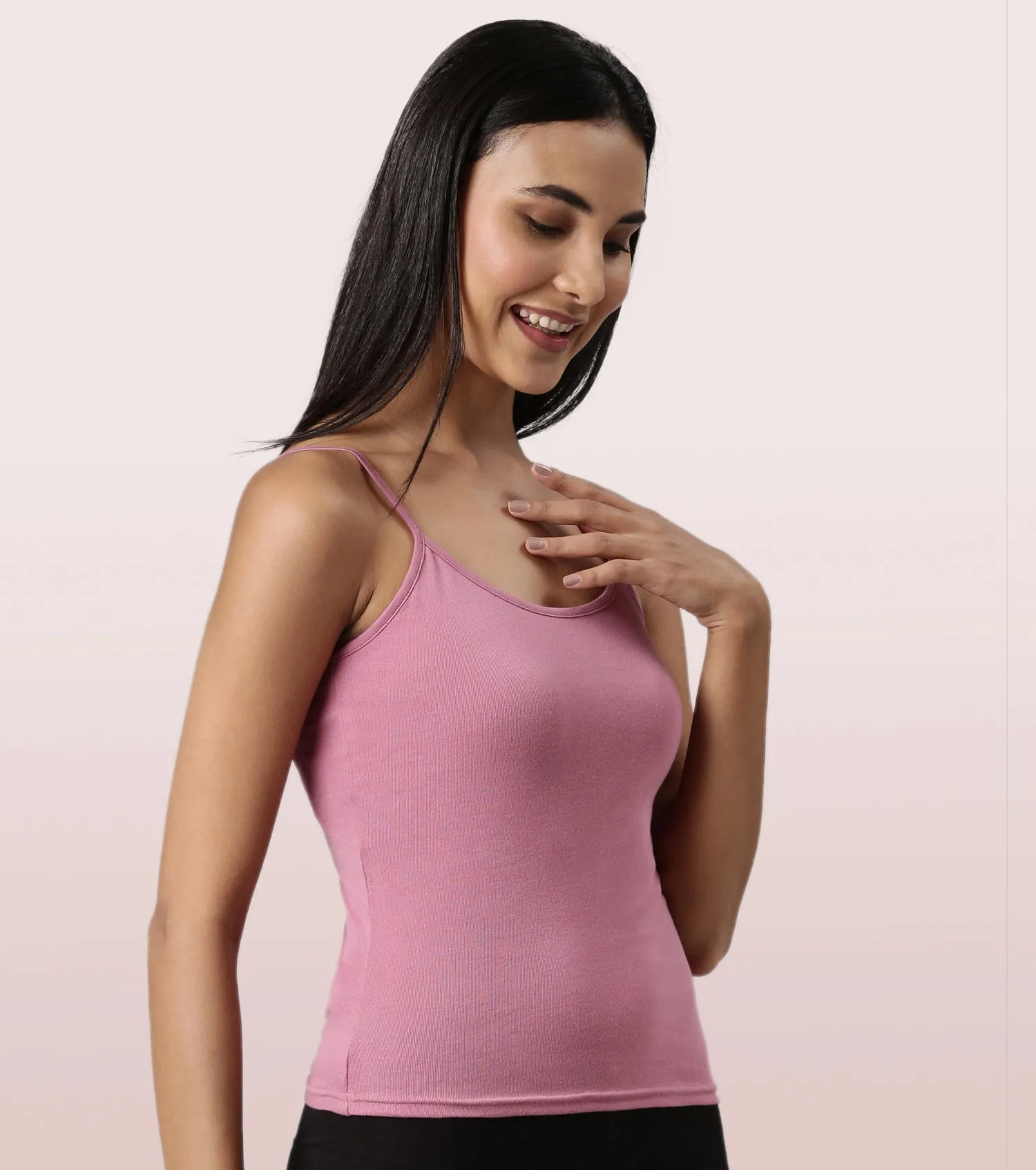 Enamor E016  Flat Back Slim Fit Rib Camisole With Regular Length Regular Length