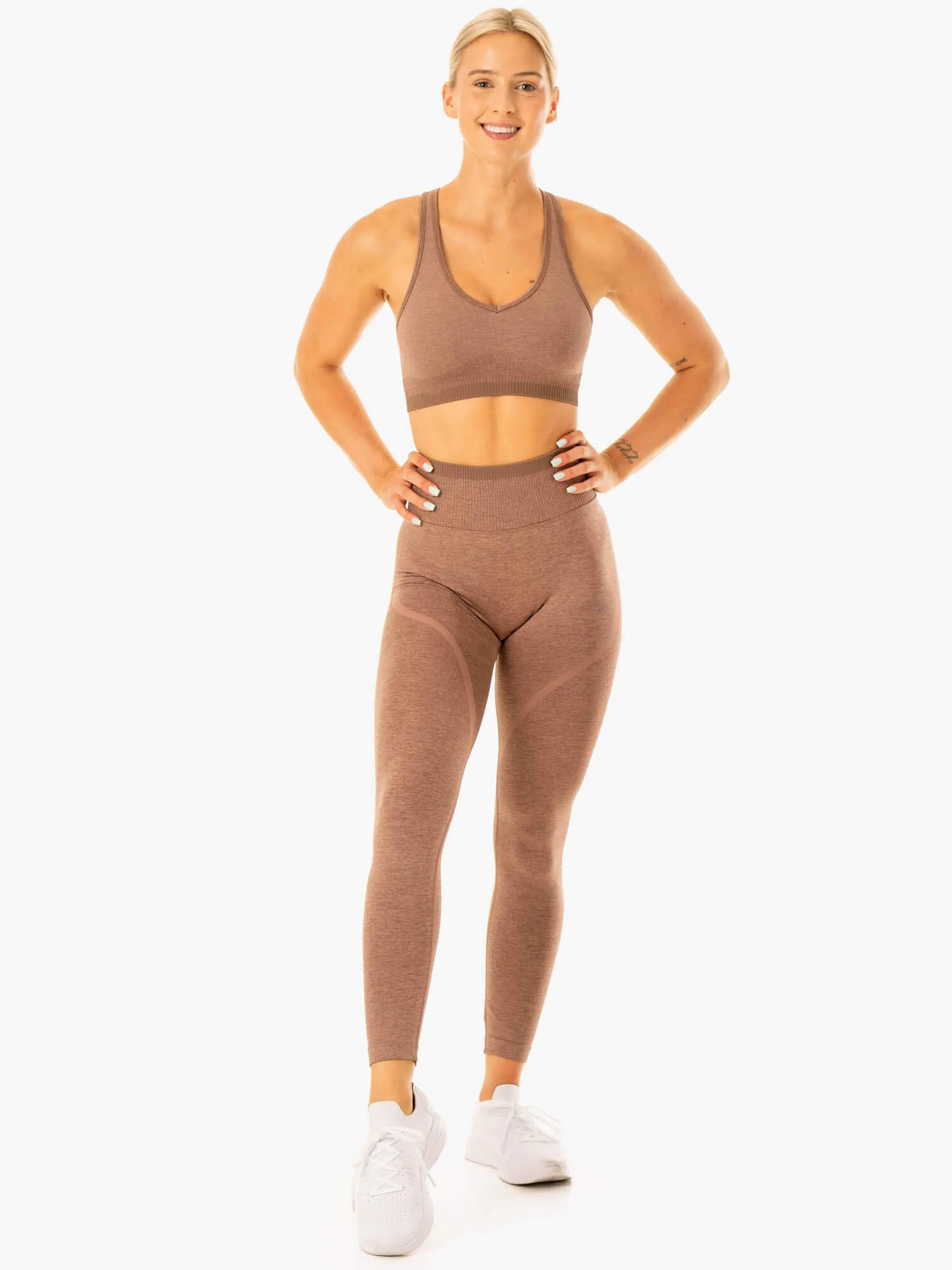 Excel Seamless Sports Bra - Mocha Marl