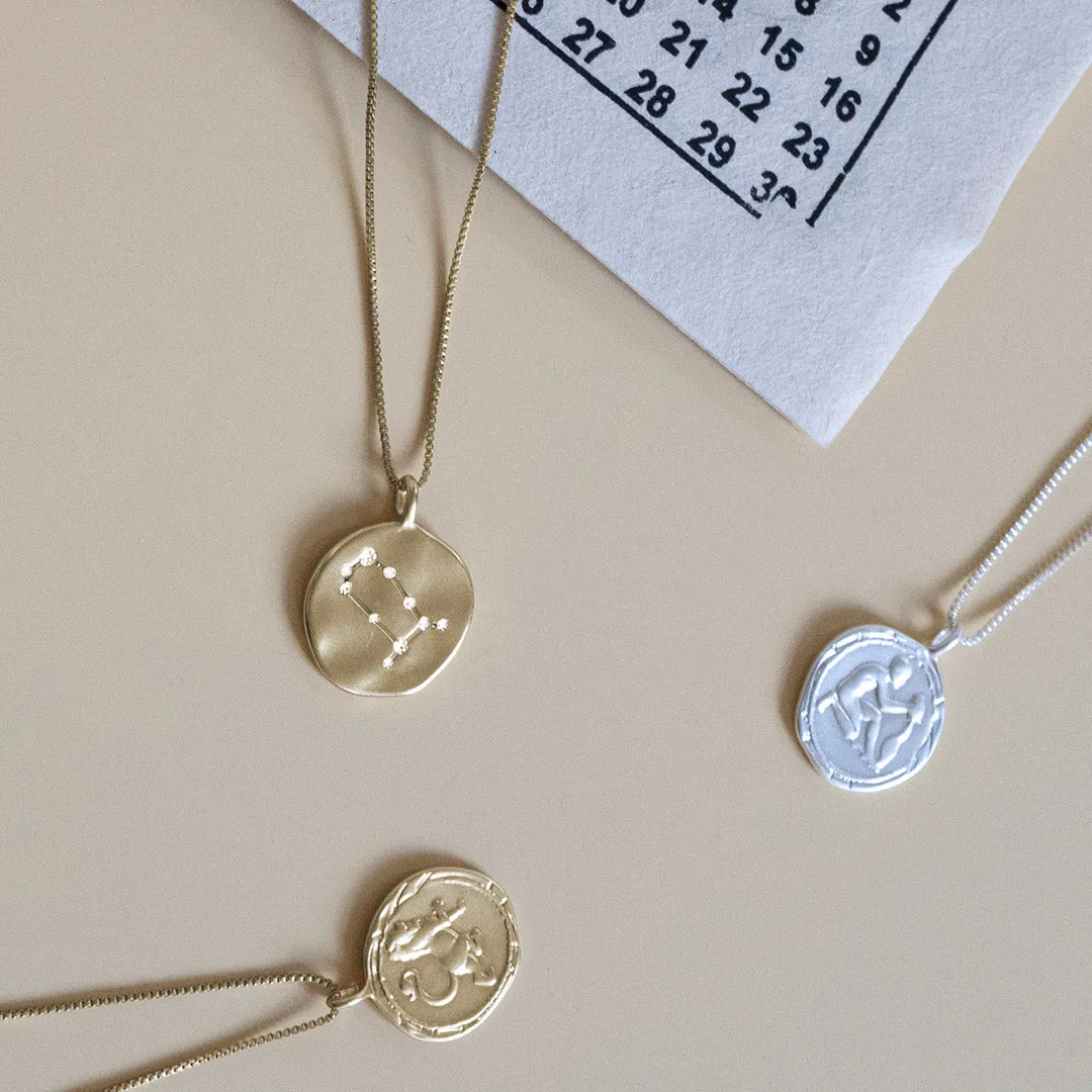 GEMINI recycled Zodiac Sign Coin Necklace, gold-plated