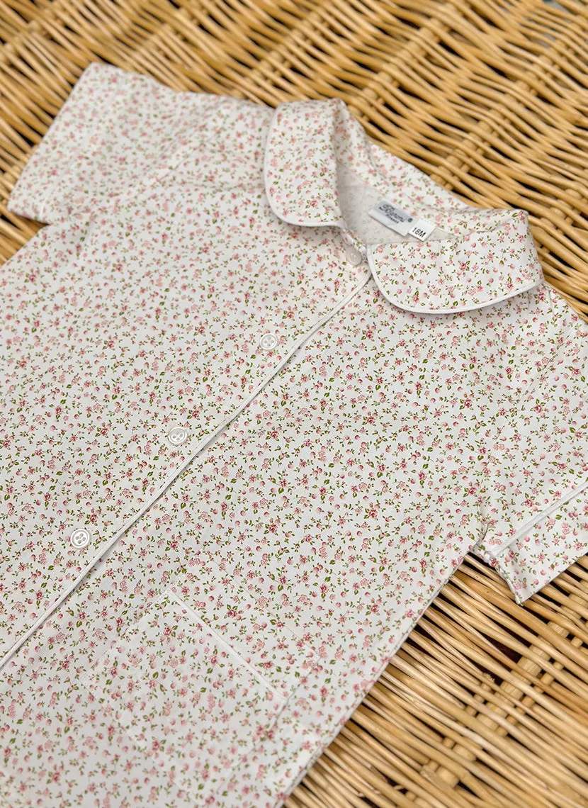 Girly Cotton Flowers Fancy Short Pajamas