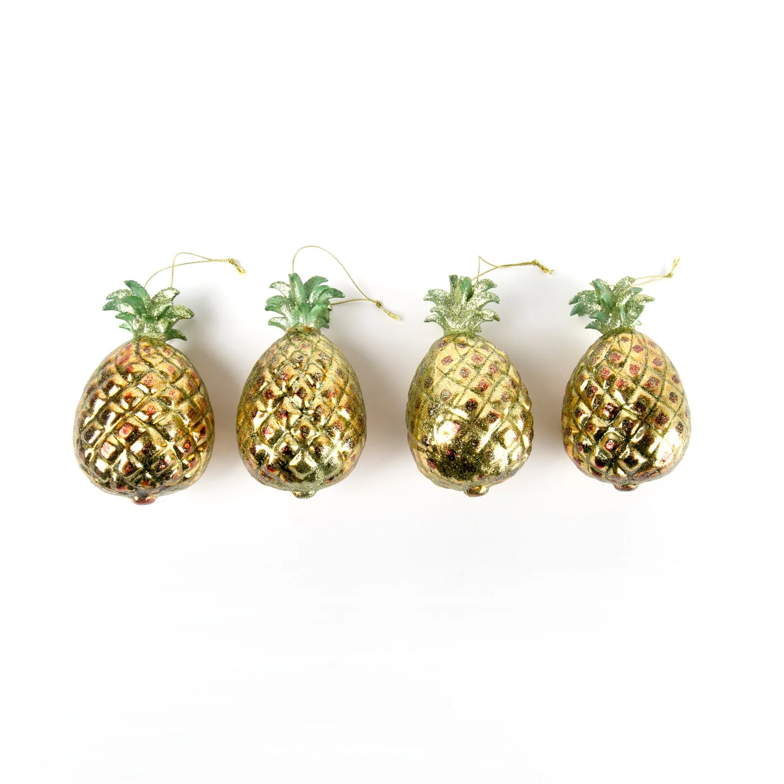 Glass Christmas Tropical Baubles - Set of 4