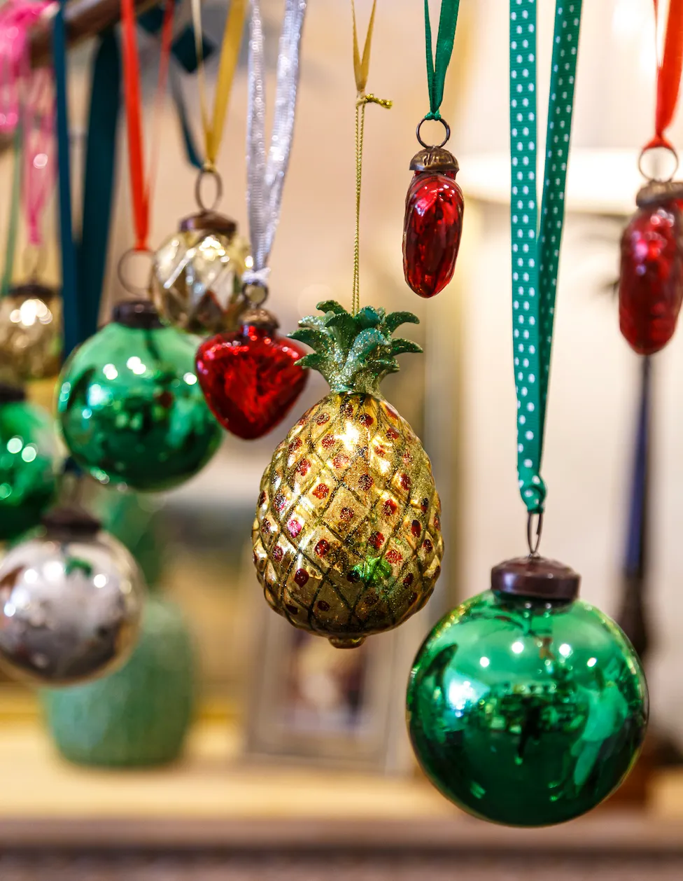 Glass Christmas Tropical Baubles - Set of 4