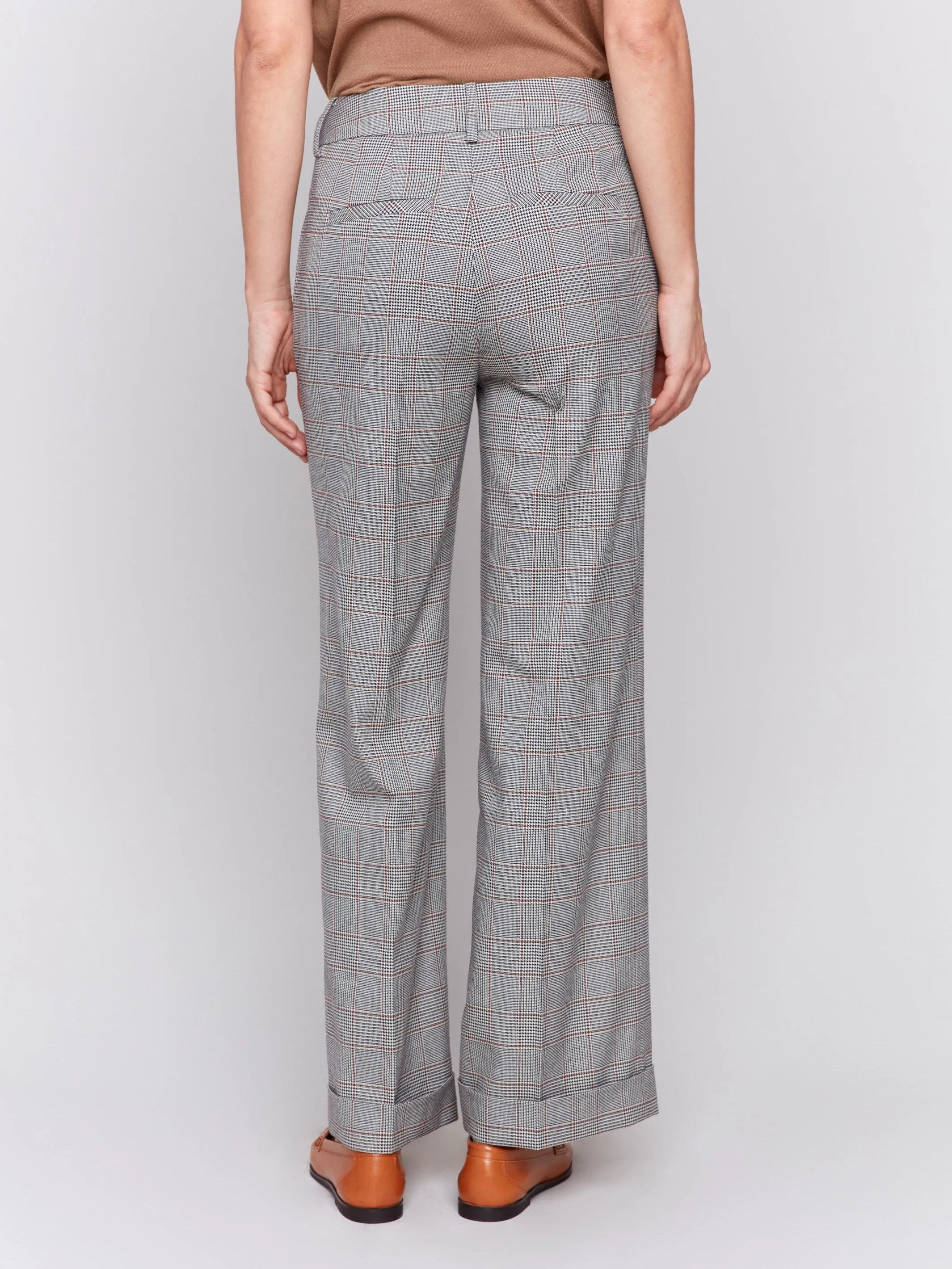 Glen Plaid Flare Pants - Terracotta