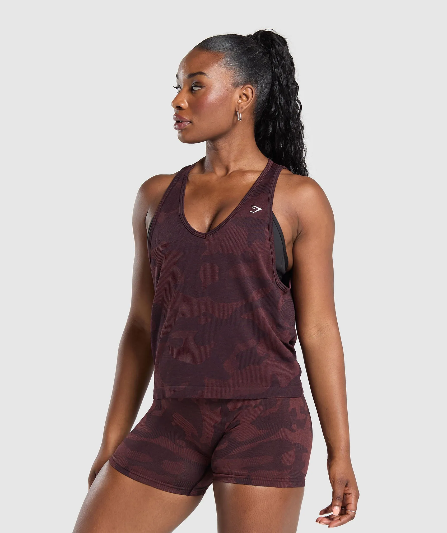 Gymshark Adapt Camo Seamless Tank - Plum Brown/Burgundy Brown