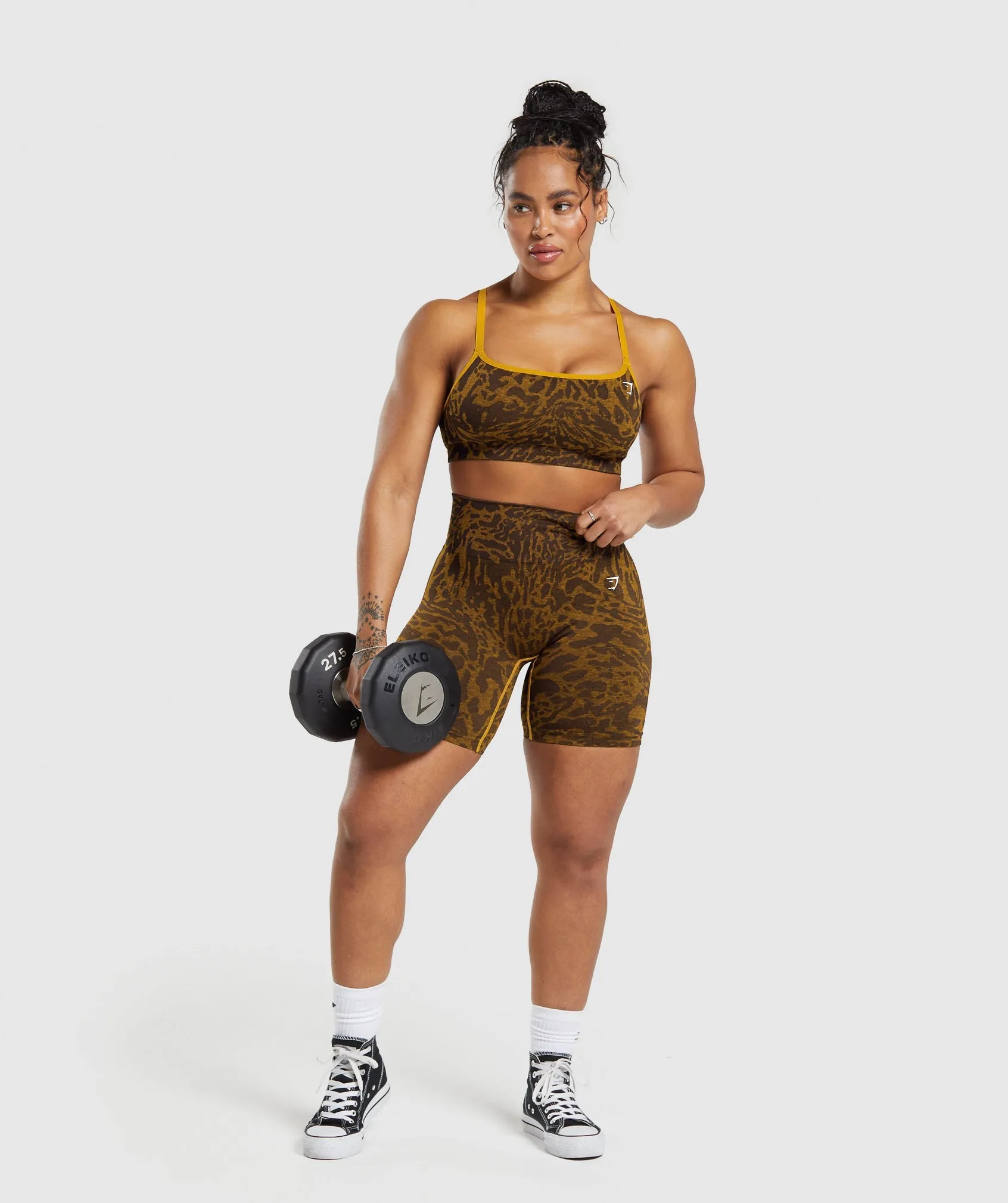 Gymshark Adapt Safari Seamless Sports Bra - Archive Brown/Burnt Yellow