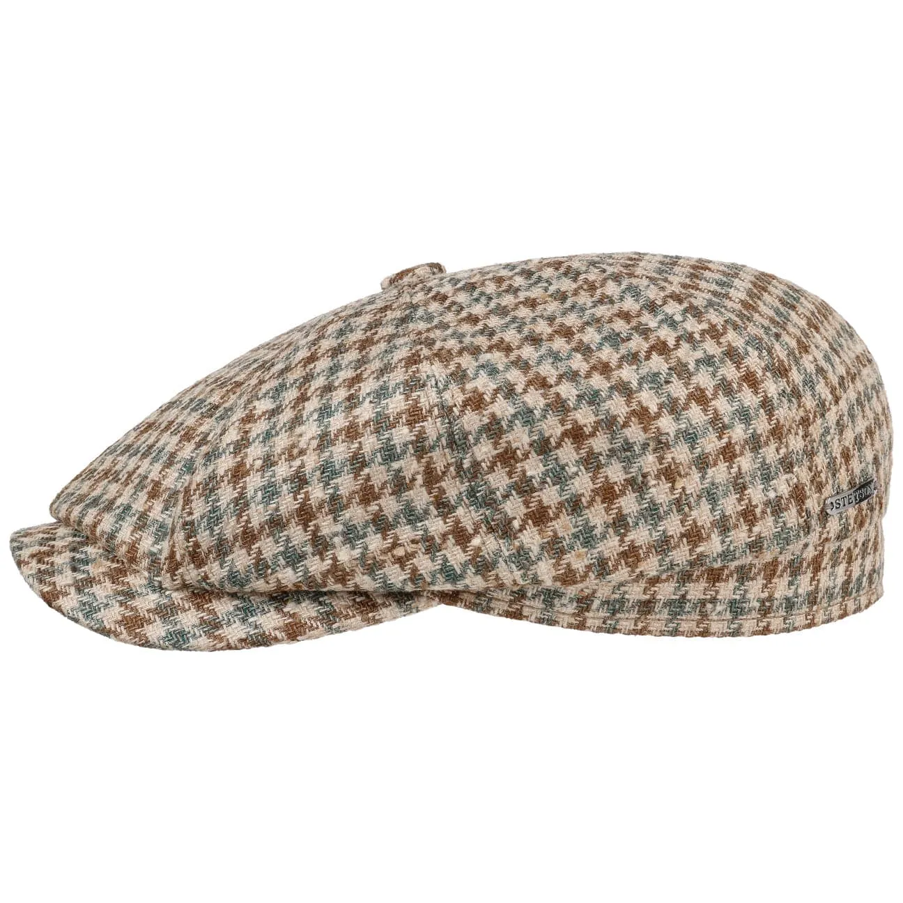 Hatteras Tricolour Houndstooth Newsboy Cap by Stetson