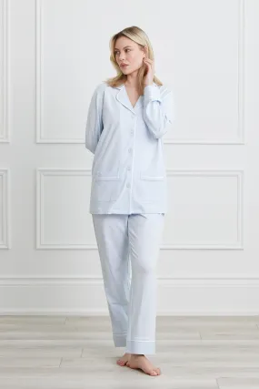 KIP Luxe Stretch Cotton Pajama Set in Mist Blue