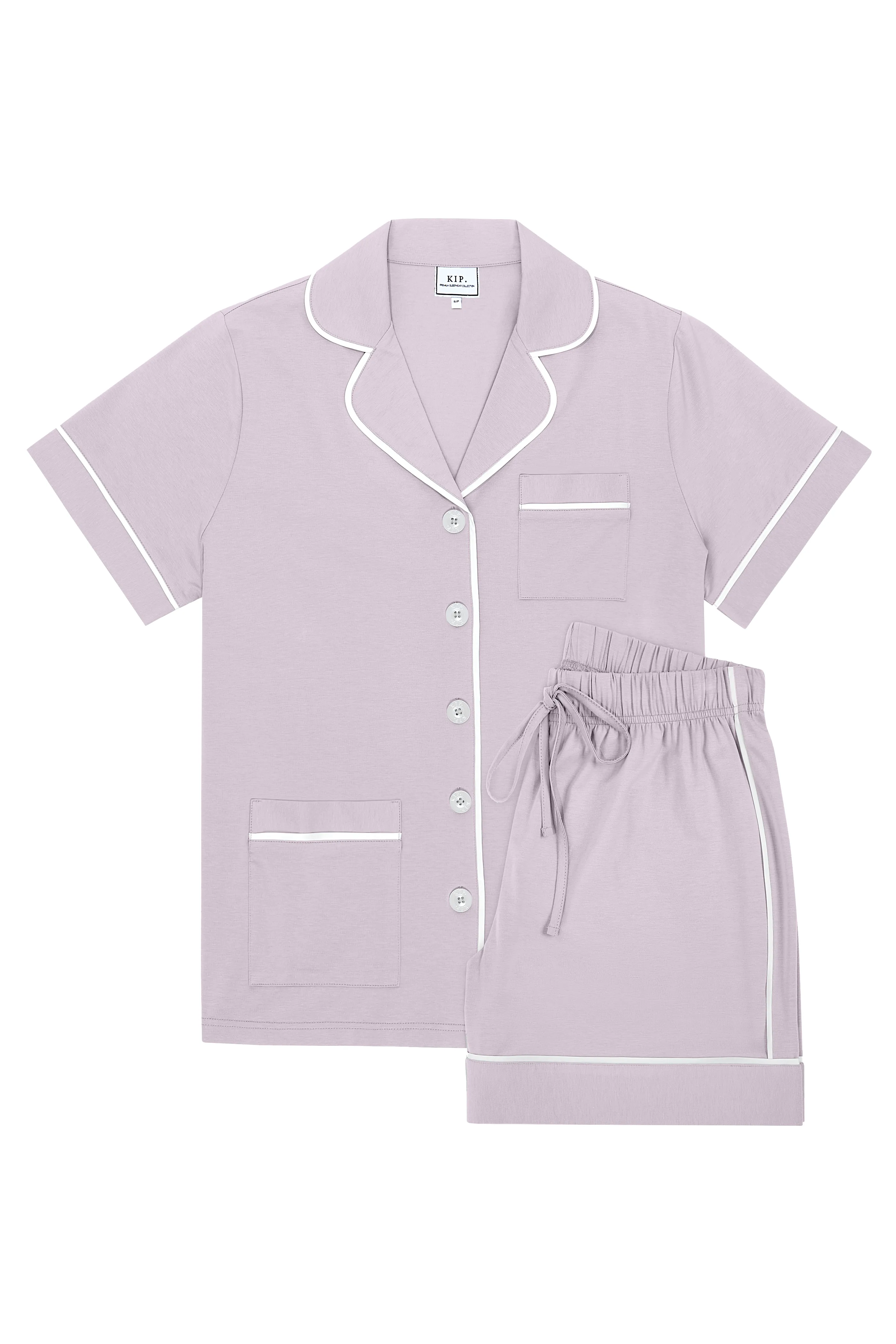 KIP Luxe Stretch Cotton Short Set in Lavender