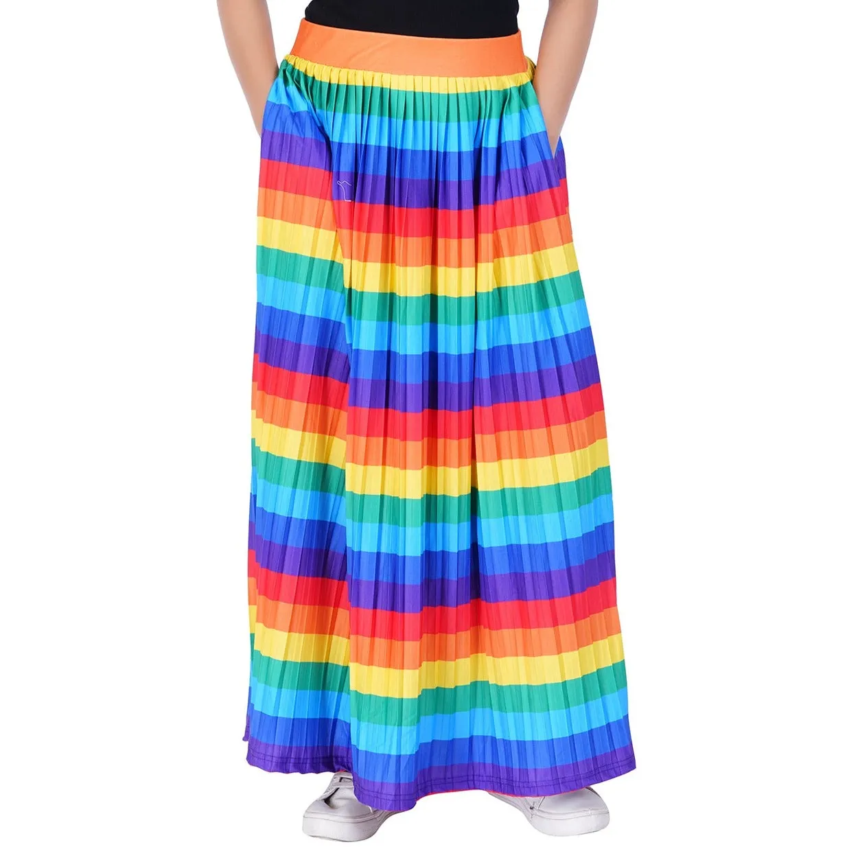 Life In Colors Rainbow Pleated Maxi Skirt