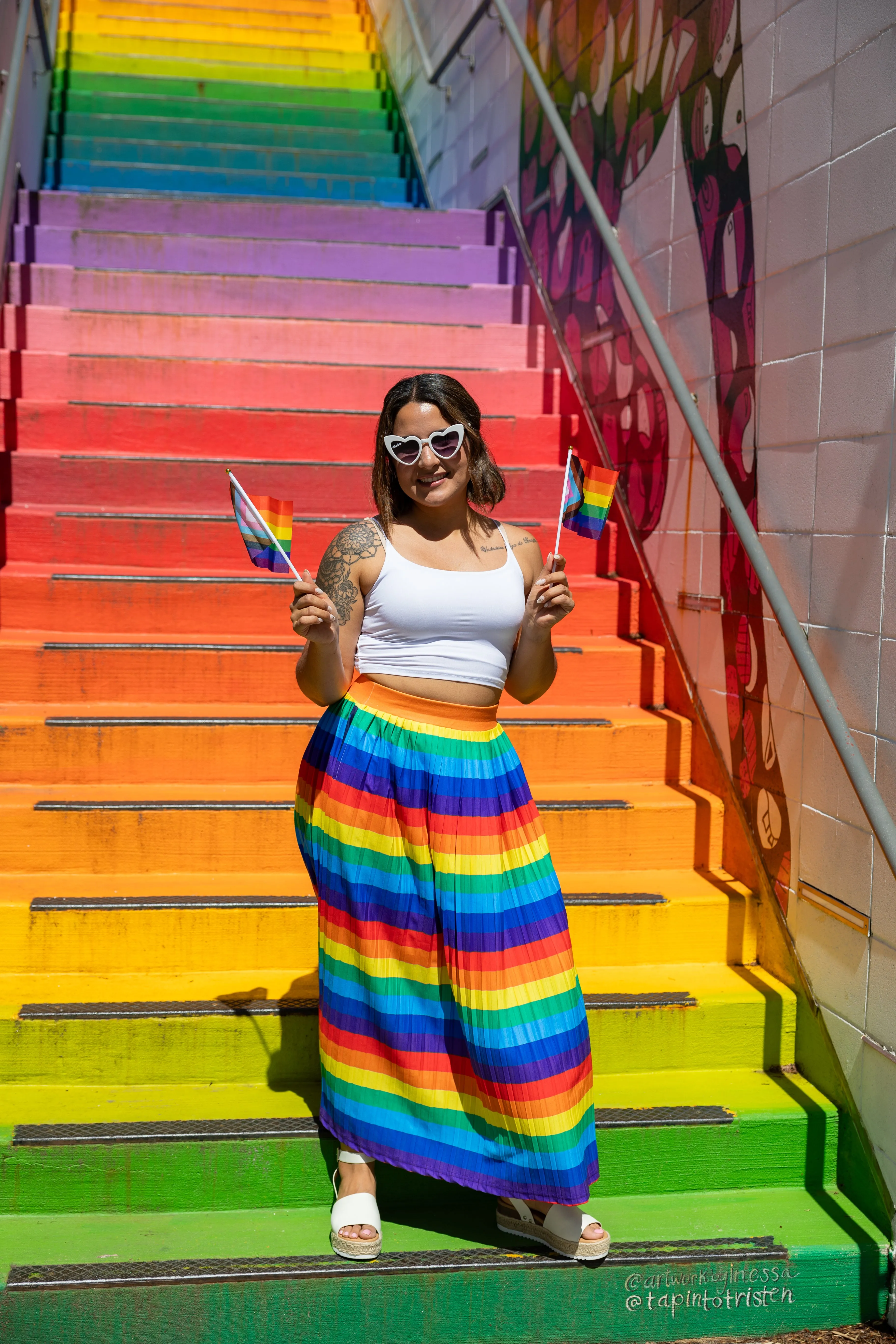 Life In Colors Rainbow Pleated Maxi Skirt