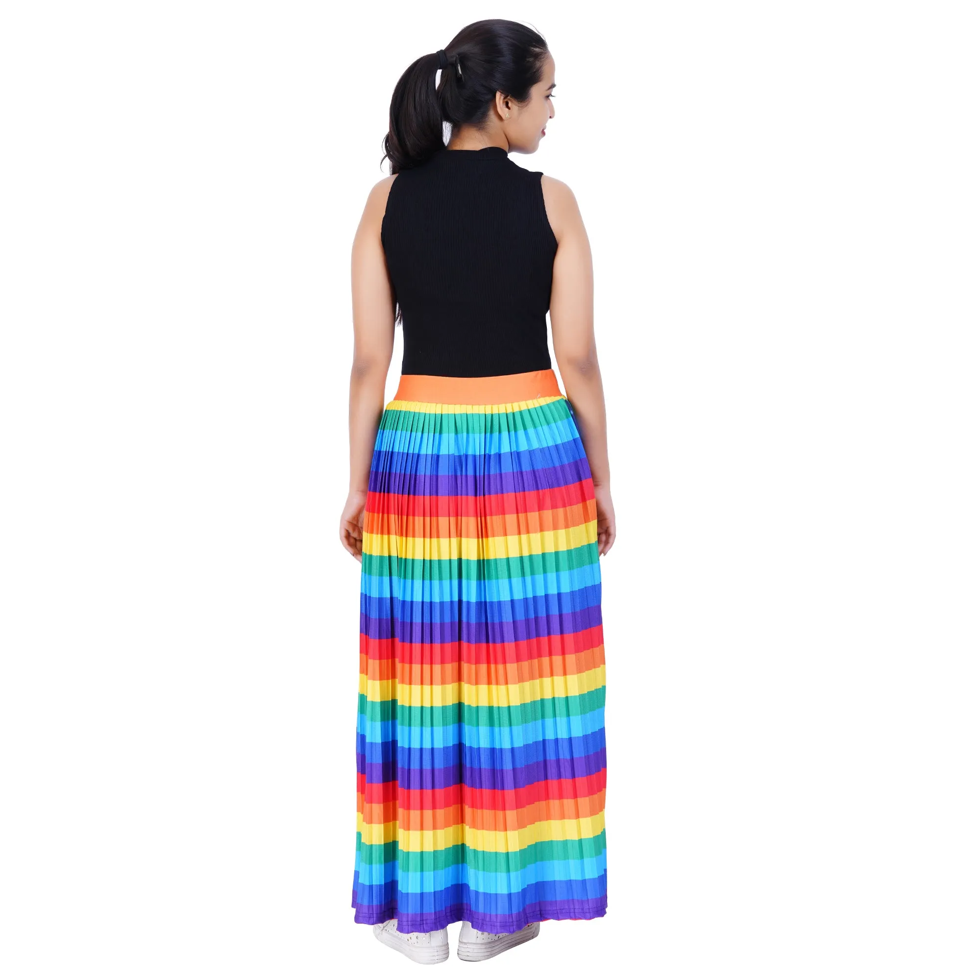 Life In Colors Rainbow Pleated Maxi Skirt