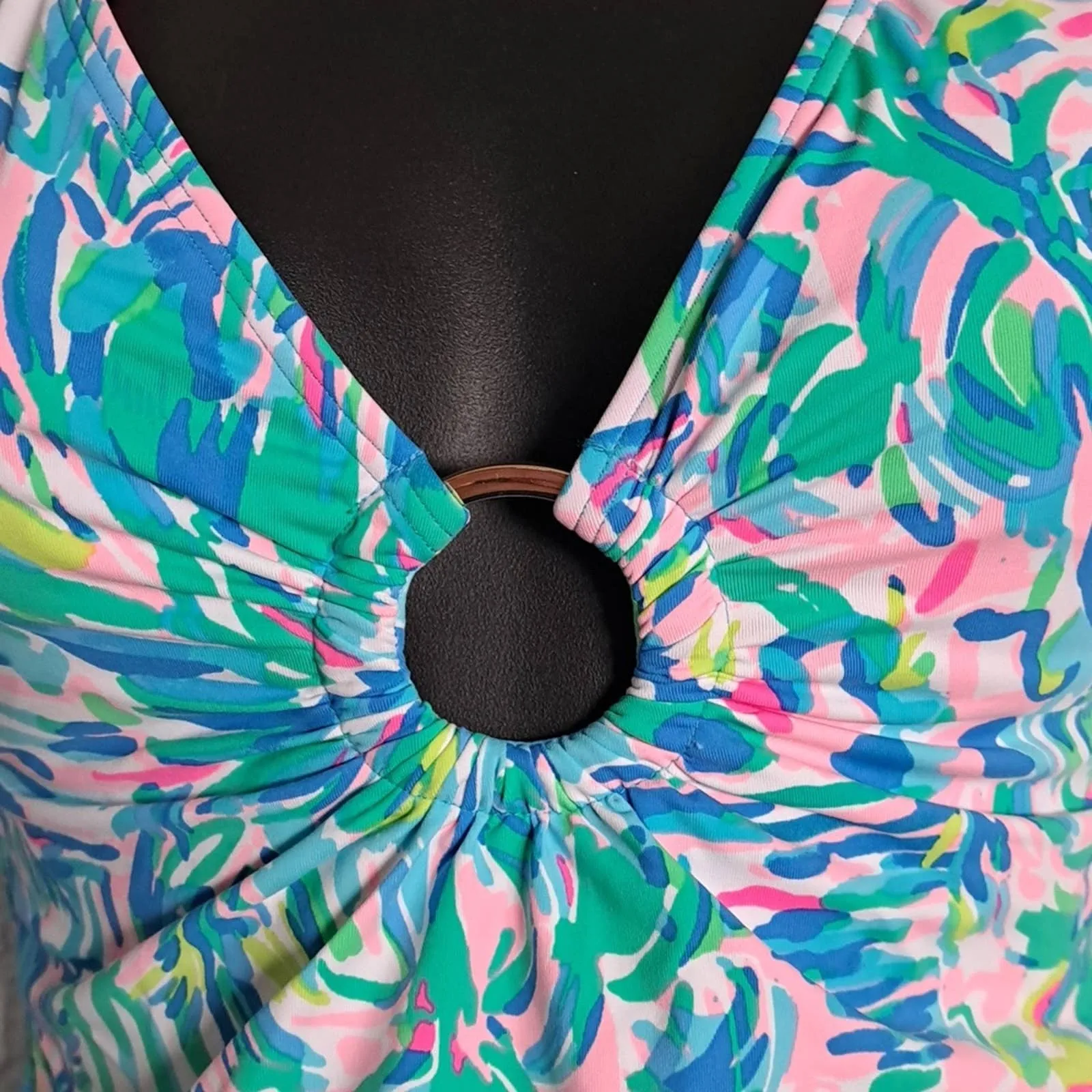 Lilly Pulitzer Brenta Tankini Swim Top in Blue Ibiza Cabana Cocktail