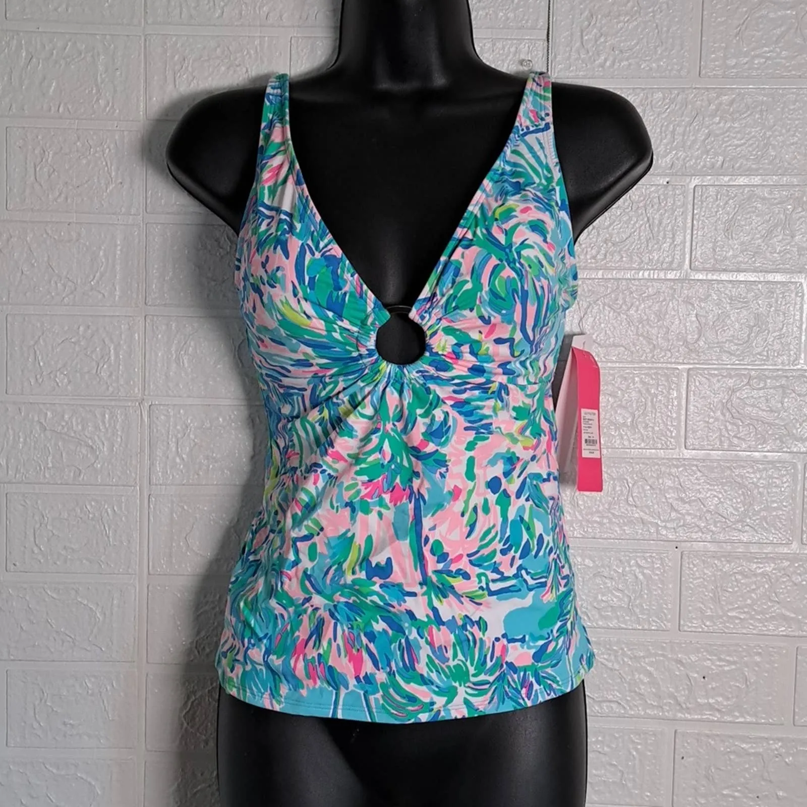 Lilly Pulitzer Brenta Tankini Swim Top in Blue Ibiza Cabana Cocktail