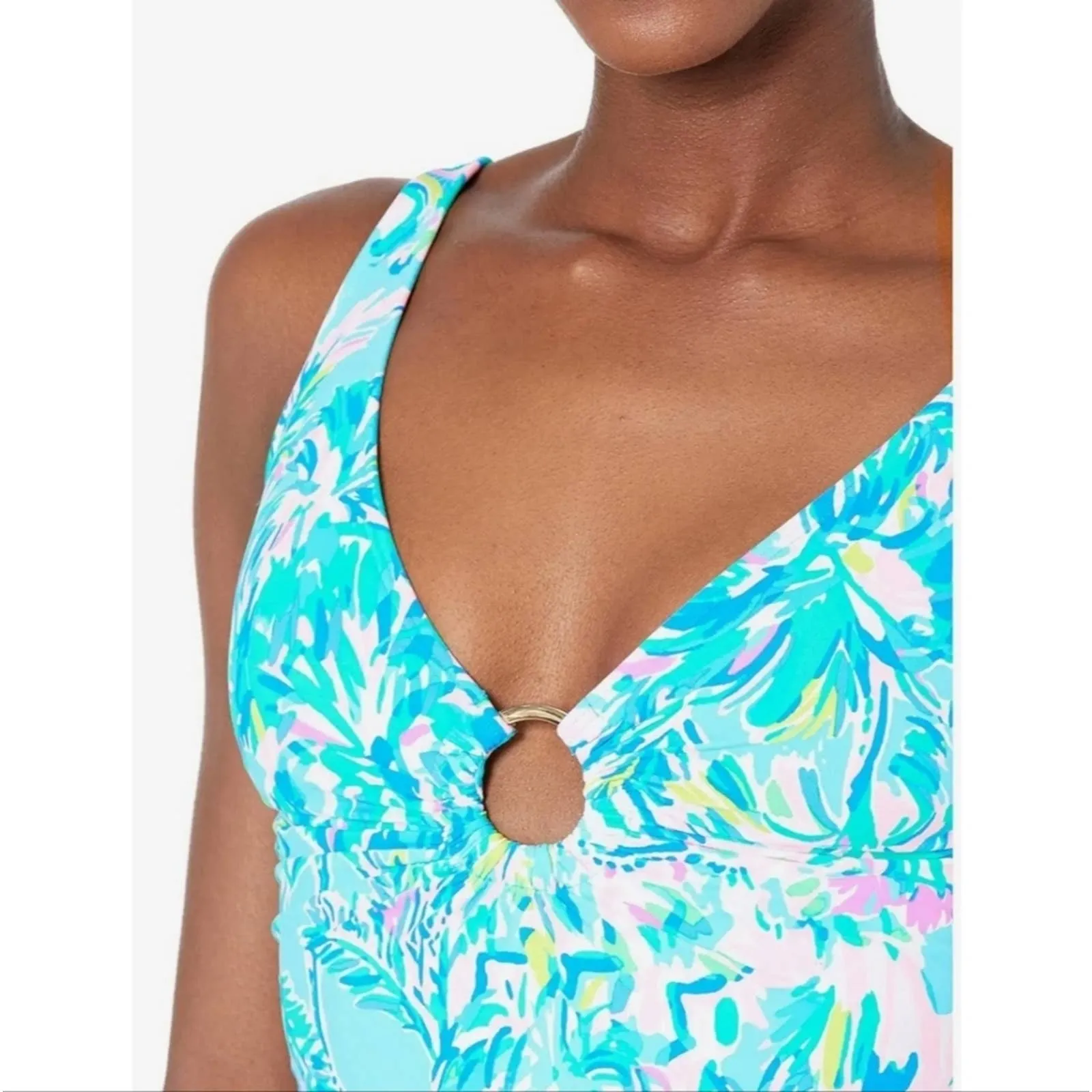 Lilly Pulitzer Brenta Tankini Swim Top in Blue Ibiza Cabana Cocktail