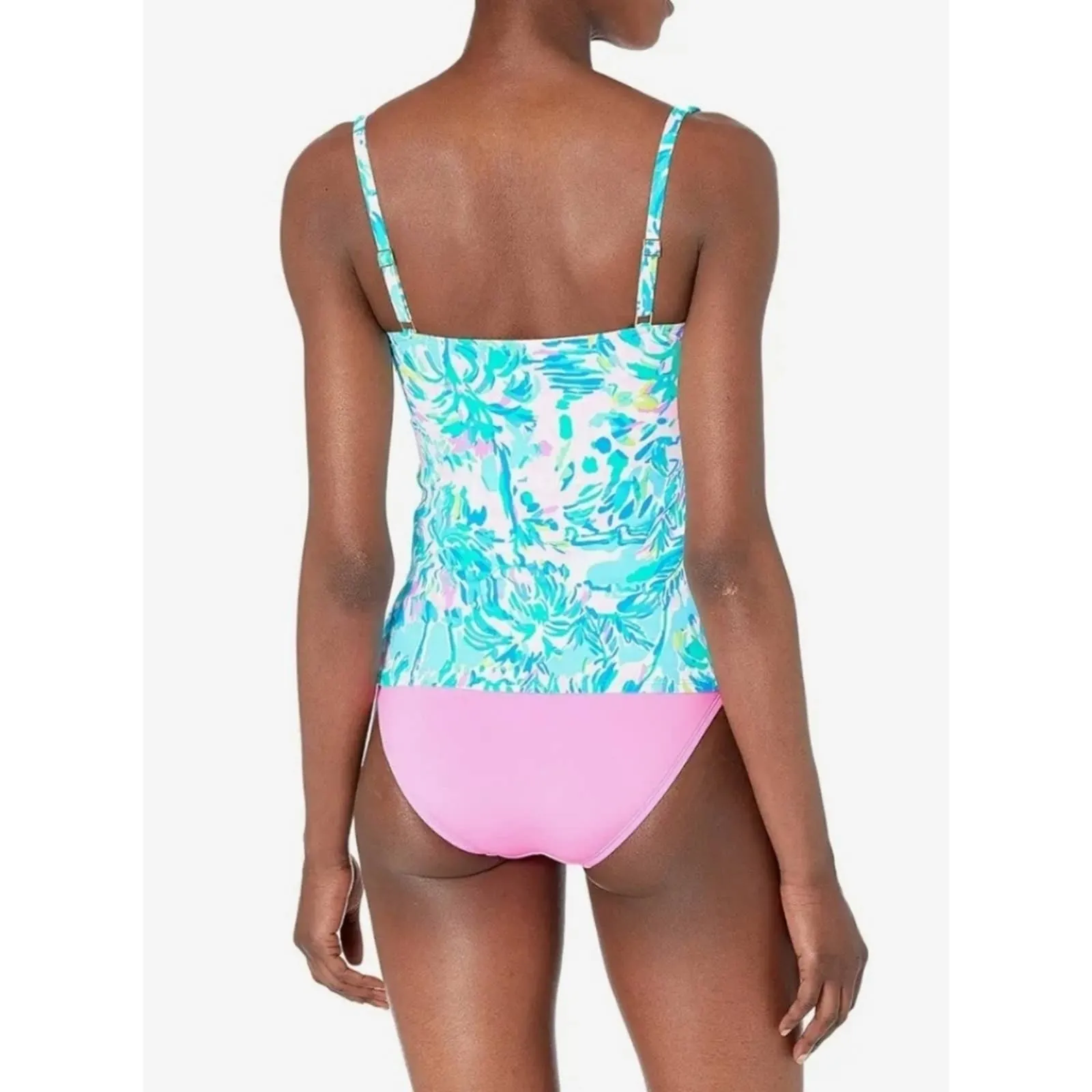 Lilly Pulitzer Brenta Tankini Swim Top in Blue Ibiza Cabana Cocktail